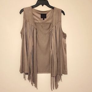 Western fringe vest Gray Small